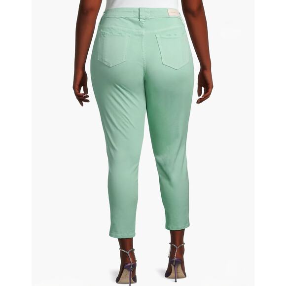 SLINK Jeans Crop Skinny Womens Sz 16 Plus Mint Green Distressed Stretch Ankle - Picture 2 of 15